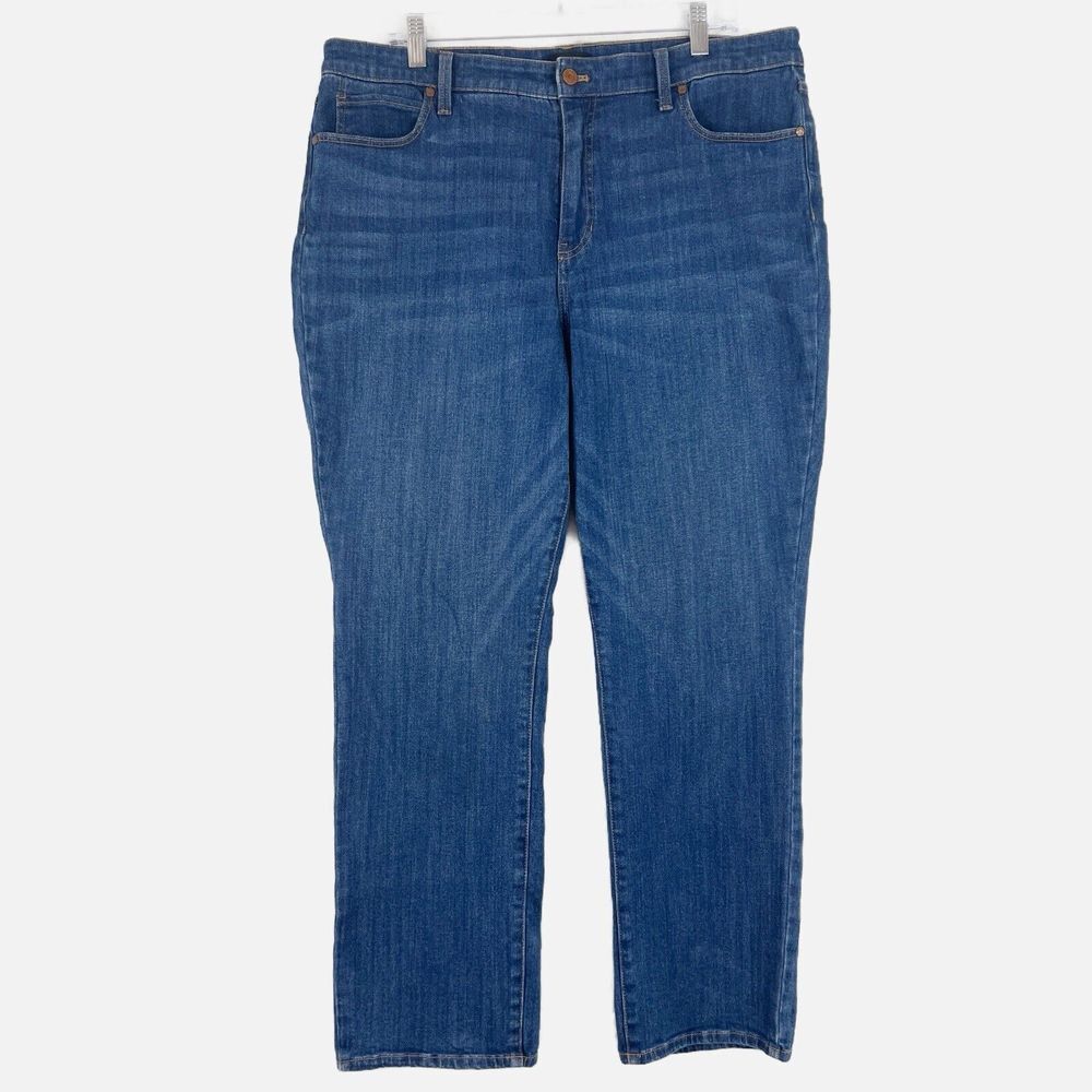 TALBOTS Hi Rise Classic Blue Denim Straight Leg Cropped Ankle Jean Plus Size 16P